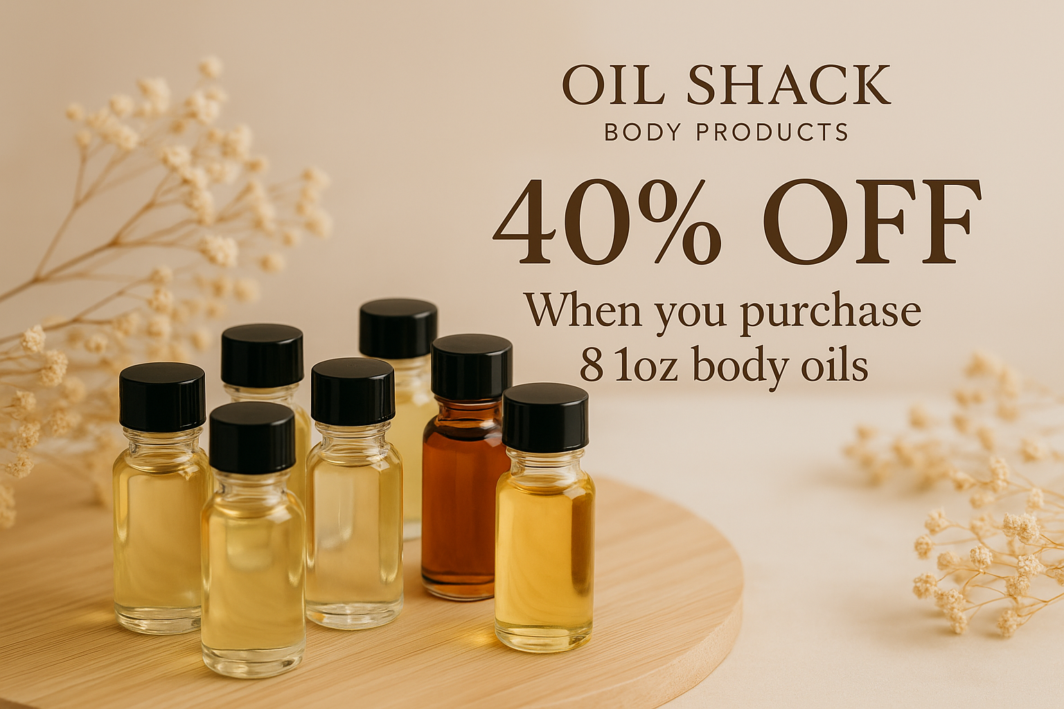 40% off when you purchase 8 1ounce body oils